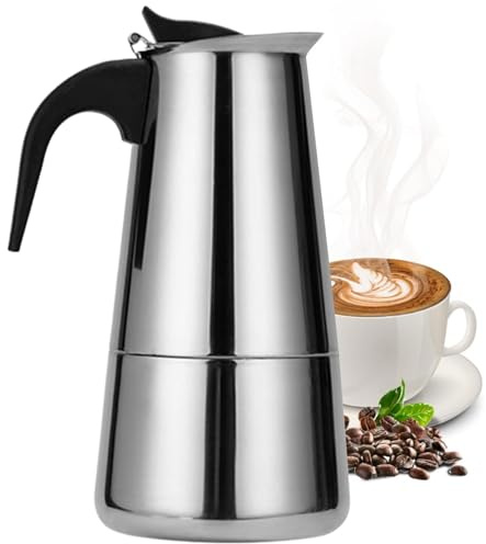 Espresso Maker Stovetop,Moka Pot 6 Cups 300ml (Italian Espresso Cup = 50ml) | Stainless Steel Induction Espresso Coffee Maker, Stovetop Moka pot with Insulated Handle for Office Home Coffee Lovers