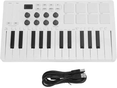 Fafeicy Professioneller MIDI-Keyboard-Controller mit Dynamischer Tastatur, USB-MIDI-Keyboard-Controller mit 25 Tasten, Kraftempfindlich, Tragbares Arrangement-Keyboard-Sound-Equipment-Zubehör, für