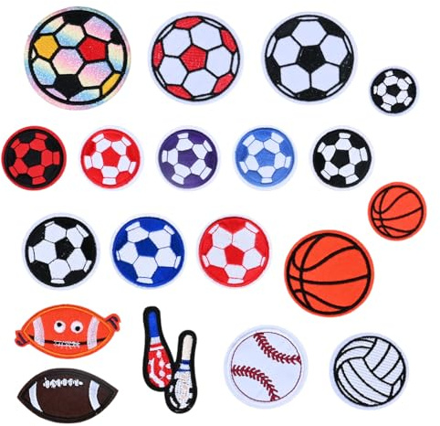 19 StüCk AufnäHer Ballmuster Patches Zum AufbüGeln Abriebfest SchultüTe Fussball FüR T-Shirts, MüTzen Und Taschen