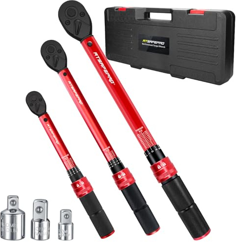 ATsafepro 6Pcs Torque Wrench Set 1/4, 3/8, 1/2 Drive, High Precision ±3% Adjustable Torque Wrenches 1-25NM,5-60NM,20-230Nm with 72-Tooth Ratchet & Adapters for Bicycle, Motorcycle, Car Maintenance