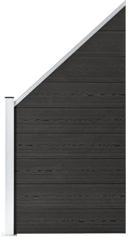 WPC Zaunelement 95x(105-180) cm Grau, Robuster Sichtschutz Garten Zaun mit Aluminiumprofil, Langlebiger Holz-Kunststoff-Verbund für Außenbereich, Einfache Montage