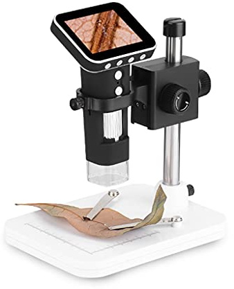 500X 2.5 Inch LCD Digital Microscope Handheld 8-LED Light Magnifying Glass Magnifier with Stand