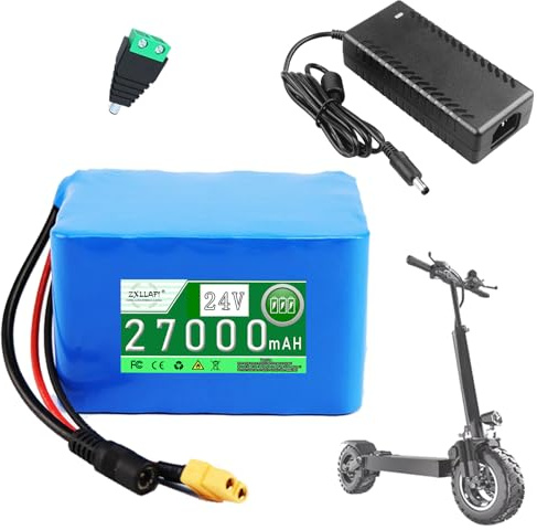 ZXLLAFT 6S Batterie au Lithium 24 V Batterie pour Trottinette électrique 30 Ah 27 Ah 24 Ah Batteries de Remplacement pour Motos et Skateboards avec Chargeur et BMS,24v27ah