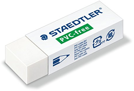 STAEDTLER 525 B20 ST Radierer PVC und Latexfrei 23 x 13 x 65 mm, Weiß | PVC-frei, geringe Krümelbildung, Schiebemanschette – für Kinder – Art.-Nr. 525 B20