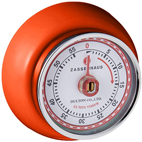 Zassenhaus Küchentimer SPEED , Orange , Ø 7 cm x 3 cm , Analoge Zeitanzeige mit Alarm-Funktion , Die Countdown-Uhr unterstützt bei der Zeitplanung beim Kochen oder Backen