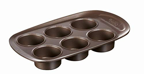 Pyrex asimetriA Metal Easy-Grip 6 Cups Muffin Tray, Brown