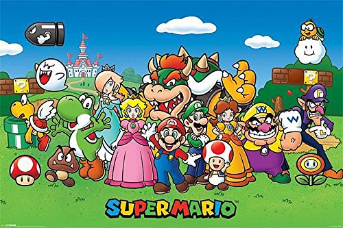 Nintendo Close Up Super Mario Poster Charaktere (91,5 cm x 61 cm) + 1 Traumstrand Poster Insel Bora Bora zusätzlich