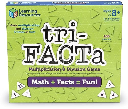 Learning Resources tri-FACTa Multiplikations- & Divisions-Spiel, ab 8 Jahren, Mathe Lernspiel für Gleichungen und Rechenfamilien, Fördert logisches Denken und Teamspiel