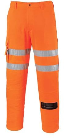 Portwest RT46 Hi-Vis Rail Work Trousers 2 Back Patch Pockets Pull-On Design | Orange, 3X Large, EN ISO 20471 Class 2, RIS 3279-TOM, UPF 40+, Tall Leg, Texpel Stain Resistant Finish, Reflective Tape