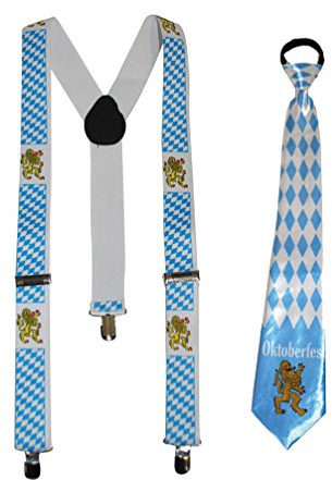 Karneval-Klamotten Hosenträger Oktoberfest Karneval Oktoberfest Herren INKL. Krawatte Oktoberfest