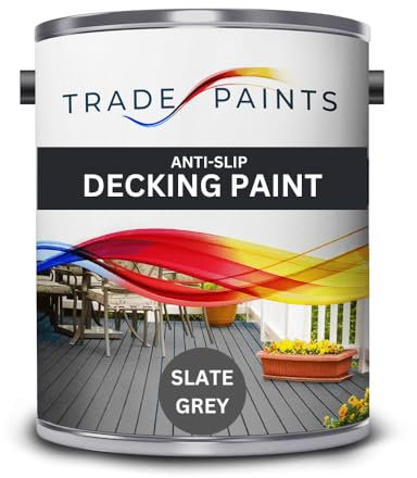 Garden Timber Decking Non Slip (Anti Slip) Paint (5 Litre, Battleship Grey BS18B25)