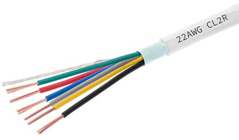 InstallerCCTV 22 AWG 6 Conductors Shielded Security Alarm Wire Cable, Riser Alarm Control Cable, 86ft Spool Full Copper for Fire/Sound/Security Burglar Station Wire Security