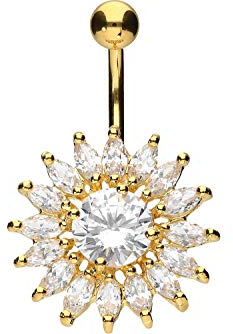 PIERCINGLINE Chirurgenstahl Bauchnabelpiercing SONNE Bananabell Piercing Goldfarben