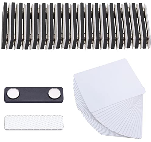 Wisdompro 20 Stück Namensschilder Magnet mit Leere PVC-Abzeichen, Namensschilder für Kleidung Selbstklebend für Arbeit, Zeremonien, Meetings, Veranstaltungen