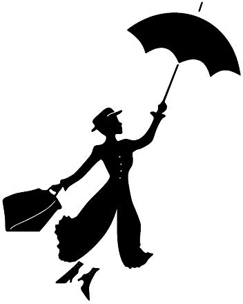 Mary Poppins con Ombrello Adesivo da parete adesivo murale Soggiorno Casa Adesivi moderni Decorazione arredamento Elegante decalcomanie Arte