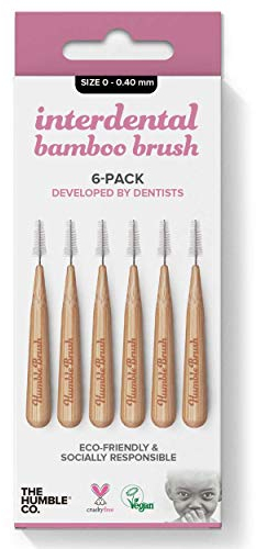 The Humble Co. Interdentalbürste - Bambusgriff - Mittel - Oval - Pink - 6er Pack (24 Stk.)