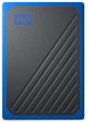 WD My Passport Go SSD portátil de 1 TB + unidad flash USB easystore de 64 GB, color negro con borde cobalto WDBMCG0010BBT-WEBB