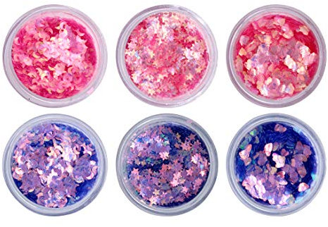 Ranvi Autocollants de maquillage pour les yeux ultra minces Nail Stars Flash Love Set de 6 bijoux(rose doré, violet doré)