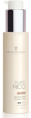 Monacelli Fluido Capelli Ricci 150ml, Natural Move, modella e idrata i capelli, lozione leggera per definizione naturale, ideale per capelli normali e grossi, dona elasticità e morbidezza dei ricci