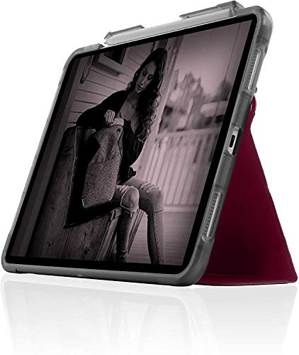 STM Bags Studio Case Folio Funda para Apple iPad Pro de 12,9 (2020 y 2018), Color Rojo Oscuro y Transparente [Parte Trasera Transparente I función Atril I Wake/Sleep I Compartimento para lápiz de