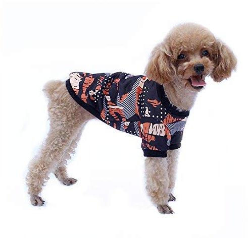 Haustierkleidung, Camouflage Hundepullover Katze Sweatshirts Winter Warme Baumwolle Welpen Outfits Kleidung für Katzen Kleine Hunde (L: Schwarz)