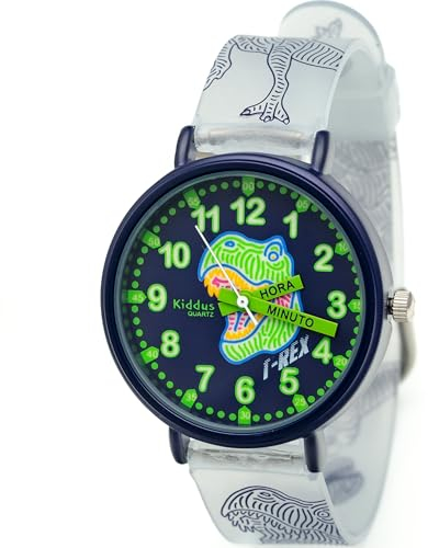 Kiddus Lern Armbanduhr für Kinder, Jungen und Mädchen. Analoge Armbanduhr mit Zeitlernübungen, japanischen Quarzwerk, gut lesbar, um ganz leicht zu Lernen, die Uhr zu lesen.