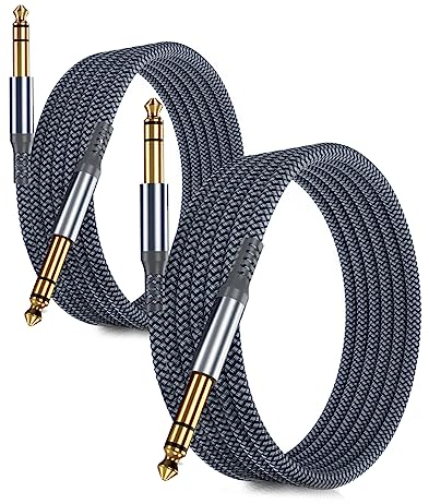 RUXELY 6.35mm TRS Instrument Cable 6M 2-Pack,Straight 1/4 Inch Male Jack Stereo Audio Interconnect Cord,6.35 Balanced Lead Line for Electric Guitar,Bass,Keyboard,Mixer,Amplifier,Amp,Speaker,Equalizer