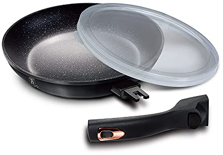 Granit Pfanne Bratpfanne mit abnehmbarem Griff 28cm Induktion BERLINGER HAUS Black Rose Line BH-1952