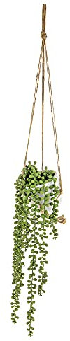 FloristryWarehouse Hanging String Of Pearl or Senecio Artificial Houseplant in a Pot 43cm/17 Inches