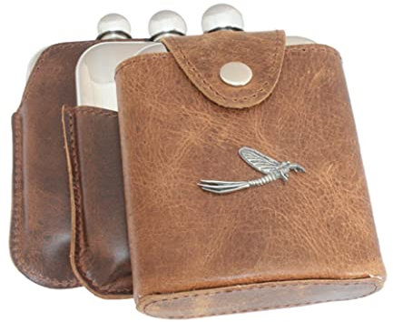 Mayfly Half Jacket 6oz Stainless Steel Hip Flask & Free Engraving 237