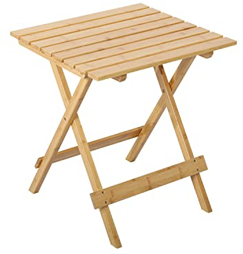 HOMECALL Bambustisch Klapptisch Klein Balkontisch Gartentisch Quadratisch