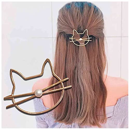 Yheakne Katzen-Haarspange, silberfarben, Tierhaar-Haarspange, dekorativer Haarschmuck für Damen und Mädchen, Katzenliebhaber, Geschenke (Silber)
