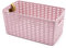 CABLEPELADO Cesta de Almacenamiento Organizador | Cesta de Almacenaje Multiuso | Caja Organizadora | Cesta de baño | 13 cm Altura x 28 cm Largo x 15 cm Ancho | Capacidad 5 litros | Rattan | Rosa