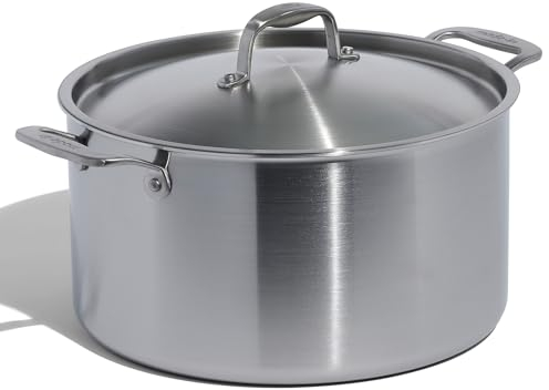 Made In Cookware – 11,36 L Marmite en acier inoxydable avec couvercle – Fabriquée en Italie - Revêtement en acier inoxydable 5 épaisseurs – Batterie de cuisine professionnelle – Compatible induction