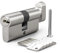 Bwintech 1 Stück 50T/50mm Euro Messingzylinder, 100mm Drehknauf/Schlüsselschloss mit 5 horizontalen Messingschlüsseln,Anti Picking,Anti Bohr,Anti Snap,Anti Bumping, Satin Nickel Finish