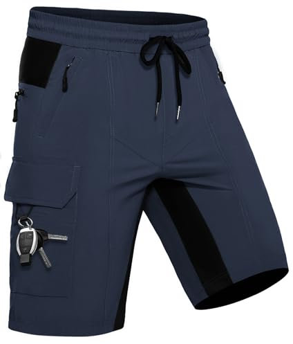 Wespornow Kurze Hose Herren Shorts Sommer mit 5 Taschen Stretch Leichte Cargo Sporthose Arbeitshosen Männer Kurz Wanderhose Bermuda Jogginghose Chino MTB Cargohose Gym Leinen(Marineblau, 3XL)
