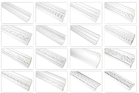HEXIM Stuckleisten gemustert PU Polyurethane Stuck Dekorbau für Wand und Decke | 2 Meter FH9391 105x95mm Restposten | Deckenverkleidung feuchtraum