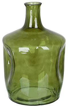 Blumenvase Glas grün 35 cm Tischdeko Ballonvase Flaschenvase Modern Boho Kerala