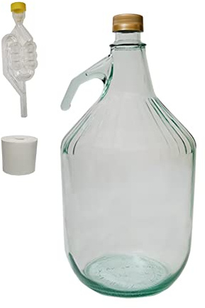 Demijohn 5L (5000ml) con tappo a vite – Airlock, bottiglia di fermentazione Bung Sidro Carboy 1 gallone, vinificazione, stoccaggio – DIAH (1 x 5L Carboy con tappo a vite + Airlock & Bung)