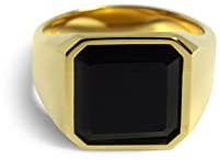 Herrenring Siegelring Gold mit Stein massiv 925 Sterling Silber 18k 750 Echtgold vergoldet poliert (68)