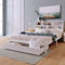 Merax Kinderbett Doppelbett mit Schubladen und Lattenrost, Funktionsbett mit Bücherregal Ablage für Jungen und Mädchen, Stabil Multifunktionsholz Jugendbett, 140x200cm, Weiß