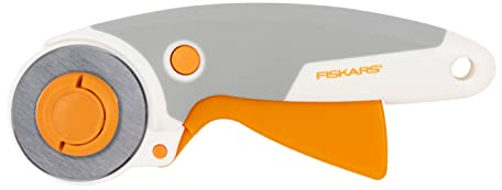 Fiskars Titan-Rollschneider, Rollmesser mit Auslöser, Rechts- und Linkshändig, Klingen-Durchmesser: 45 mm, Orange/Weiß/Grau, 1066041