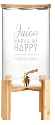 SYALEO Fria Dispensador de Bebidas de Vidrio con Tapa de bambú y Soporte Hervidor de Agua fría de Gran Capacidad Dispensador de Bebidas de Cerveza y Jugo para Licor de Kombucha Garrafa de Agua