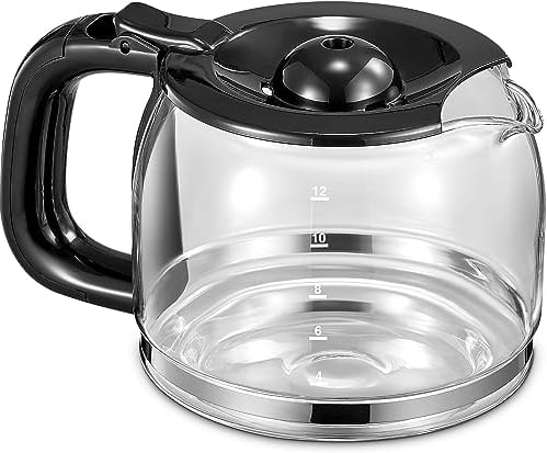 Yabano Jarra de cristal con tapa de plástico, accesorios para cafetera Yabano Household, 1,5 L, apta para lavavajillas, color negro