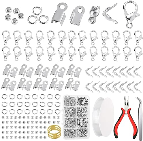 Gancetti per Braccialetti 1150pz Chiusure per Braccialetti Chiusure Braccialetti Ganci per Collane fai da te Viene Fornito con Pinze, Pinzette, Apri e Altri Strumenti per la Creazione di Gioielli