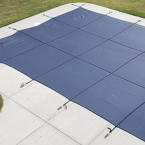 Solarplane Poolabdeckung Polypropylen-Schwimmbadabdeckung for schneesichere, staubdichte, blaue, robuste Winter-Poolabdeckung, Netz for eingelassene Pools im Freien, runde(Square,Dia 4.5m(14.7ft))