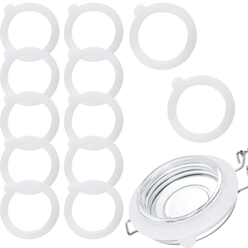 Replacement Silicone Seals for Jars Airtight Silicone Sealing Gaskets Rings, Leakproof Replacement Rubber Seals for Glass Clip Top Jars Storage Jars (12 PCS, White)