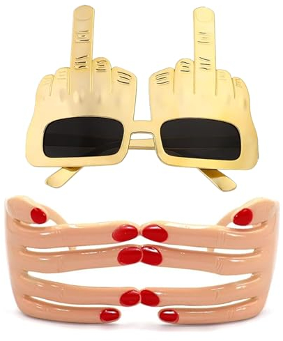 XHBTS 2 Set Mittelfinger Neuheit Sonnenbrille Party Brille Flip Off Hand Form Finger Sonnenbrille Finger geformt Brille Fancy Ball Augenmaske