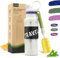 Gourde Isotherme, Bouteille Isotherme-500ML/800MLGourde Inox, Bouteille D'eau Anti-Fuite Avec Paille, 3 Bandes de Silicone Interchangeables, Thermos Gourde Eau Sans BPA, pour Voyage,Gym, École(800ML)