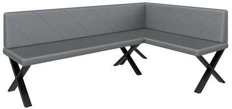 FURNISTAR Eckbank Akiko Metal X - Eckbankgruppe für Ihrem Esszimmer, Küche modern, Sitzecke, Essecke. Perfekt für Küche, Büro und Rezeption. Solide und Starke Verarbeitung. (196x128-Rechts-Soft29)